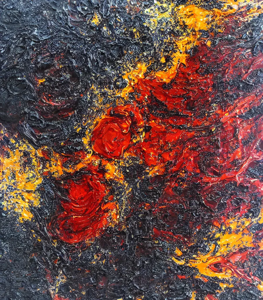 Prompt: driping dry oil paint, molten plastic, realistic, 8 k