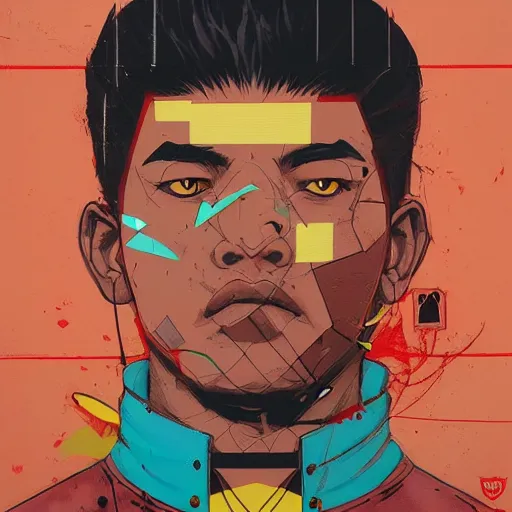 Prompt: Supreme x MVC2 profile picture by Sachin Teng, asymmetrical, Organic Painting ,geometric shapes, hard edges, energetic, graffiti, street art:2 by Sachin Teng:4