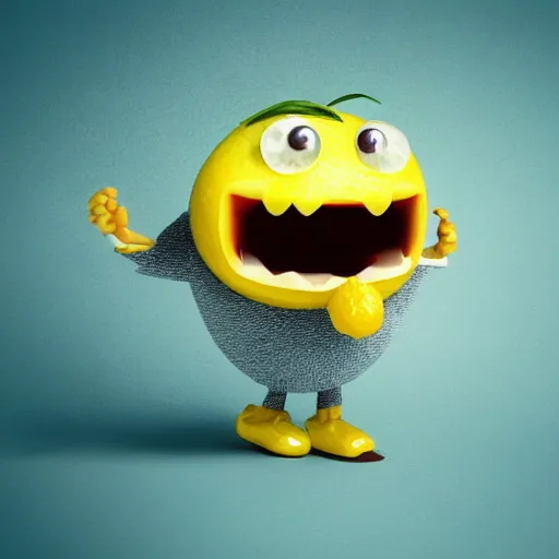 Image similar to anthropomorphic lemon (((Mark Zuckerberg))), a lemon is the CEO of Meta