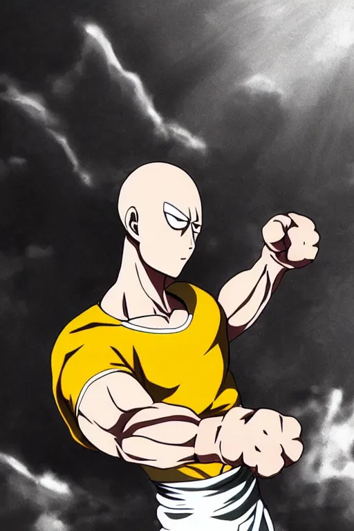 One punch man action pose plain background