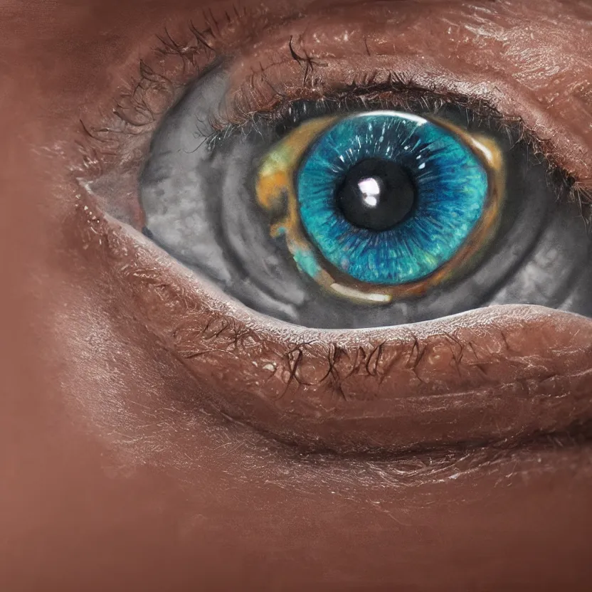 Prompt: a hyperrealistic very detailed 3 d eyeball, very very very realistic digital art, in the style of awele benedict on artstation, 4 k,