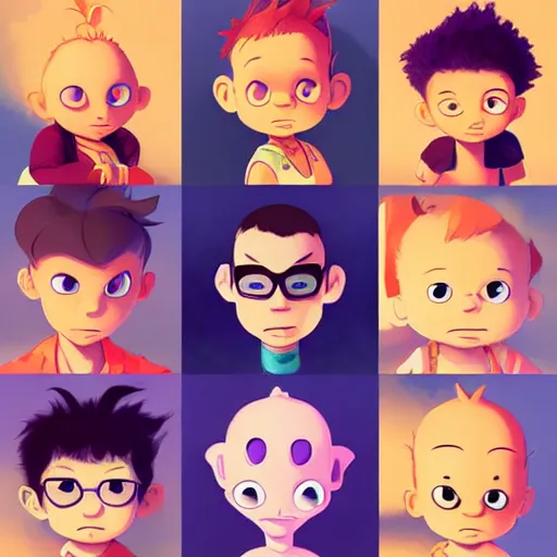 Image similar to face icon stylized minimalist rugrats, loftis, cory behance hd by jesper ejsing, by rhads, makoto shinkai and lois van baarle, ilya kuvshinov, rossdraws global illumination