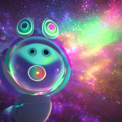 Image similar to adorable spirt guide, galaxy background, rendered in octane, unreal engine