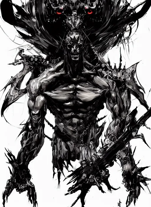 Image similar to Demon with many thousand eyes. In style of Yoji Shinkawa and Hyung-tae Kim, trending on ArtStation, dark fantasy, great composition, concept art, highly detailed.