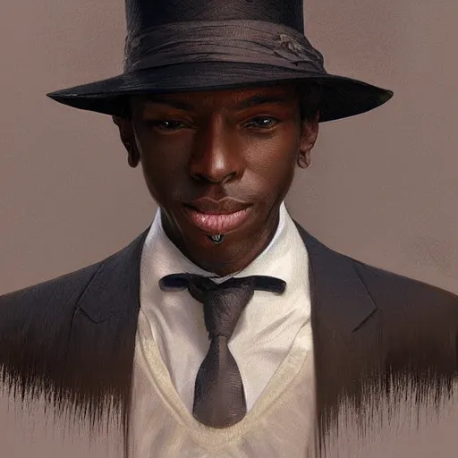 Image similar to portrait of a black cat wearing a suit and a hat, intricate, headshot, highly detailed, digital painting, artstation, concept art, sharp focus, cinematic lighting, illustration, art by artgerm and greg rutkowski, alphonse mucha, cgsociety