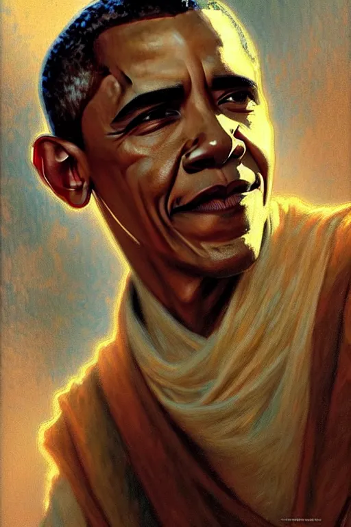 Prompt: barack obama as a attractive man, smooth face, star wars, painting by gaston bussiere, craig mullins, greg rutkowski, alphonse mucha