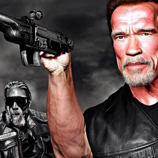 Image similar to Arnold Schwarzenegger in Sons of anarchy very detail4K quality super realistic