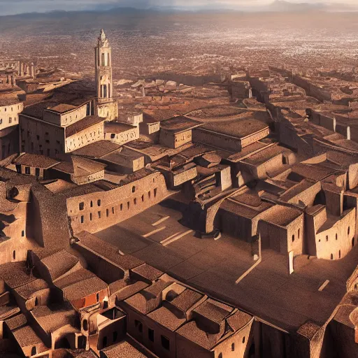 Image similar to the monumental city of caceres with siveth flying over it, dramatic lighting, cinematic, extremly high detail, photorealistic, cinematic lighting, post processed, concept art, artstation, matte painting, style by greg rutkowsky - 1 0 2 4