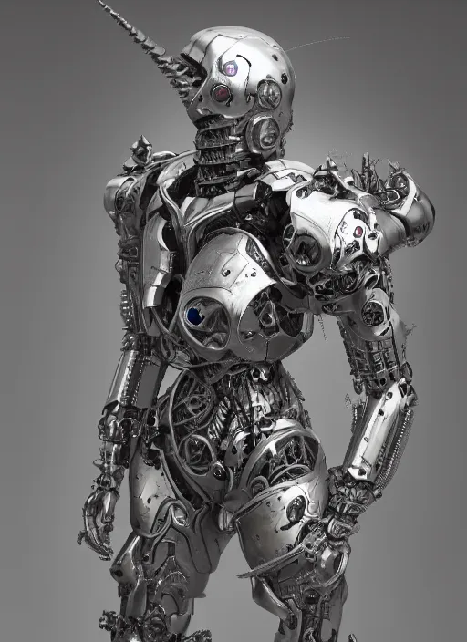 Image similar to portrait of a futuristic silver armored knight district 9 cyborg with inside it an xeonmorph alien, modern fine art, fractal, intricate, elegant, highly detailed, digital photography, subsurface scattering, by jheronimus bosch and greg rutkowski,