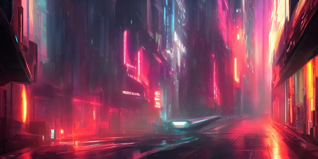 Prompt: warp speed concept art blade runner 2049 tron neon night alleyway diffusion clouds mist New York cityscape helium 44-2 artstation digital art 8k