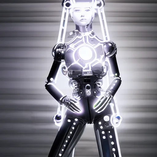 Prompt: beautiful centered Fine art photo portrait of sleepy young Carmen Electra as a solarpunk robotic humanoid, white mechanical parts with led lights, photorealistic, white background, highly detailed and intricate, sunset lighting, HDR 8k