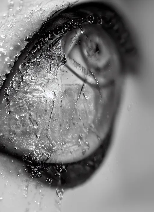Image similar to portrait of a stunningly beautiful eye, wet reflections