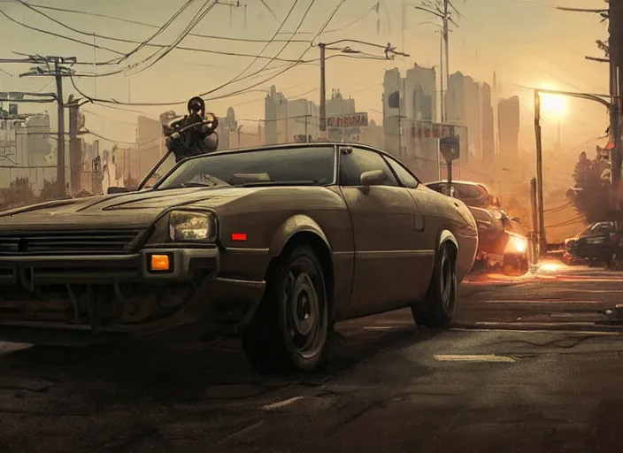 Prompt: A QUADRA TYPE-66 AVENGER car as a GTA 5 loading screen, intricate, dystopian, sci-fi, extremely detailed, digital painting, artstation, concept art, smooth, sharp focus, illustration, intimidating lighting, incredible art by artgerm and greg rutkowski and alphonse mucha and simon stalenhag