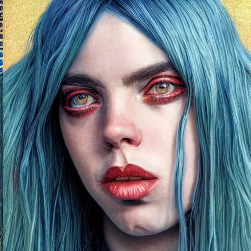 Image similar to Billie Eilish, by Chris Moore, by Mark Brooks, by Donato Giancola, by Victor Nizovtsev