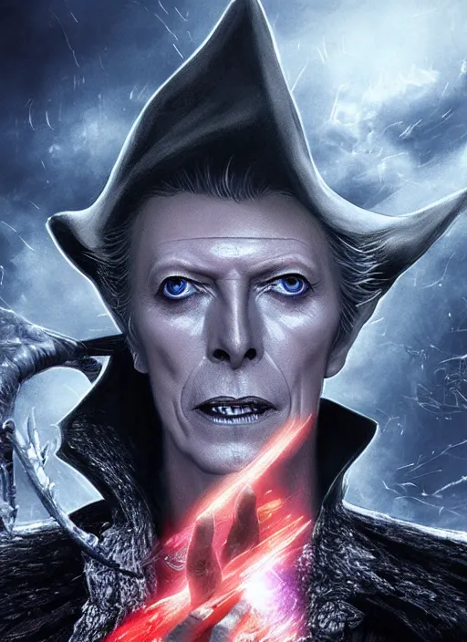 Image similar to david bowie in bloodborne universe by hidetaka miyazaki, studio lights, 8 k hd.