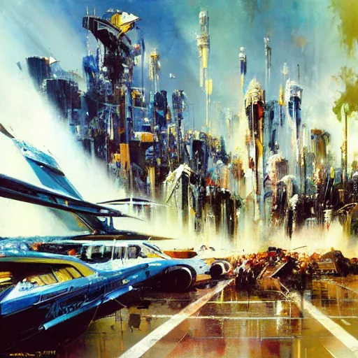 Image similar to a spectacular john berkey painting, detailed, epic