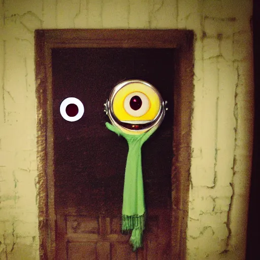 Image similar to backrooms creepypasta, minion