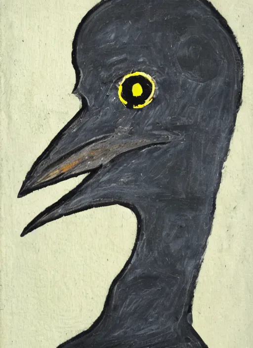 Image similar to a jet pilot with a crow head