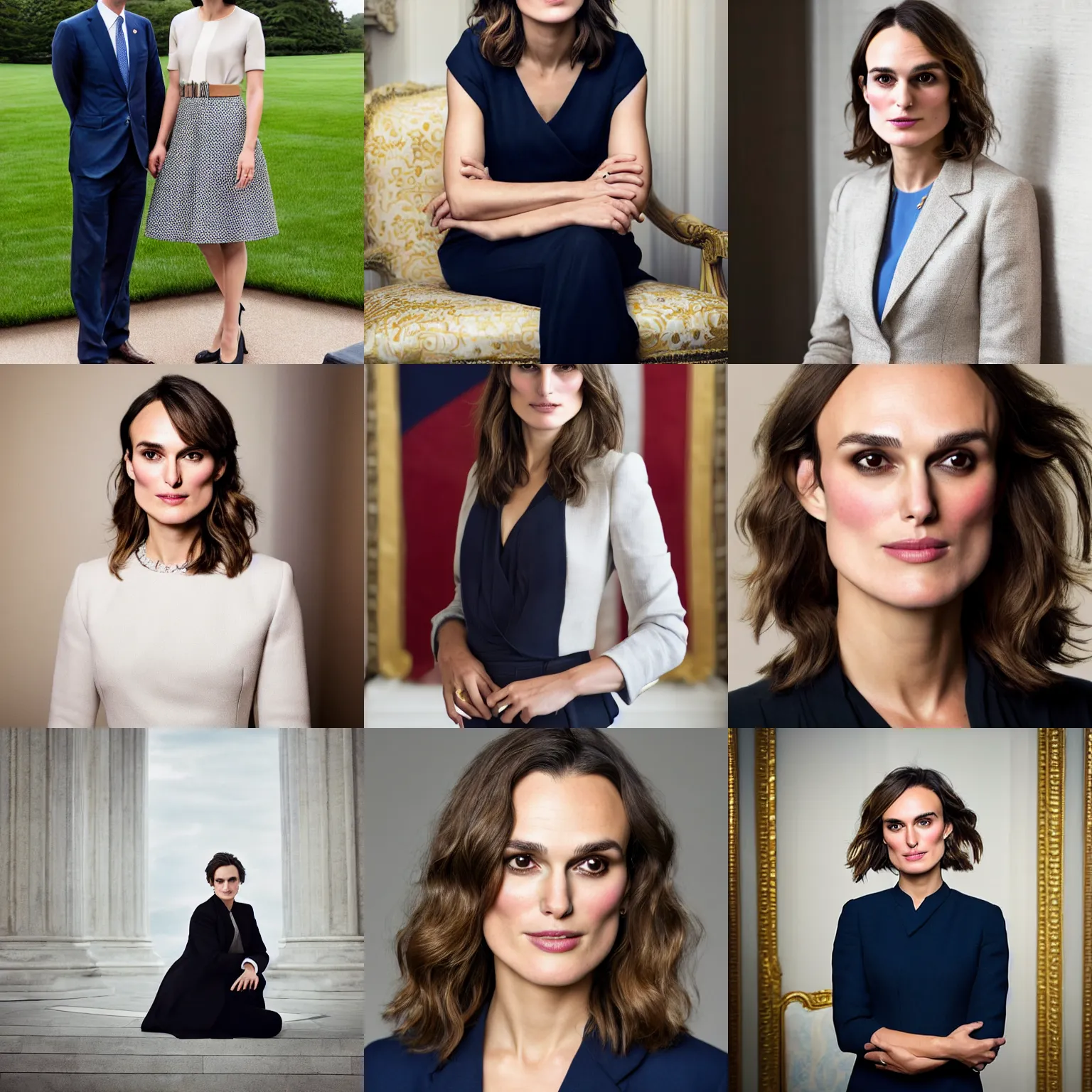 Prompt: portrait photo of president kiera knightley, photo by pete souza, sony 8 5 mm f / 1. 4