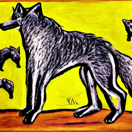 Prompt: retarded wolf, expressionism