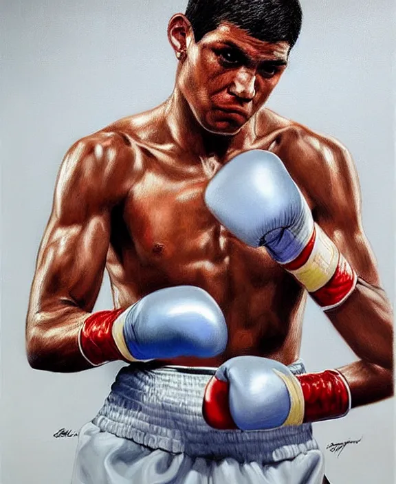 Prompt: portrait of a handsome young brazilian boxer art by denys tsiperko and bogdan rezunenko, hyperrealism