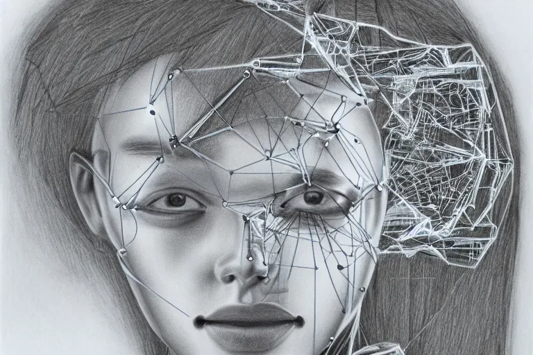 Prompt: artificial intelligence and modern technology. pencil drawing.