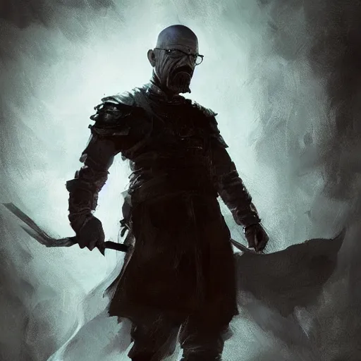 Image similar to Walter white as a dark fantasy warrior, made by Greg Rutkowski