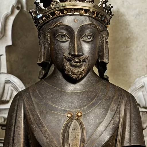 Image similar to an ornate and elegant sculpture of a king