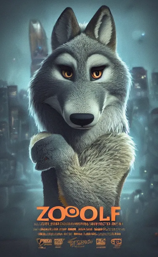 Image similar to “wolf in the style of zootopia in a dark room, trying to avoid lasers, cinematic, dramatic in the style of zootopia”