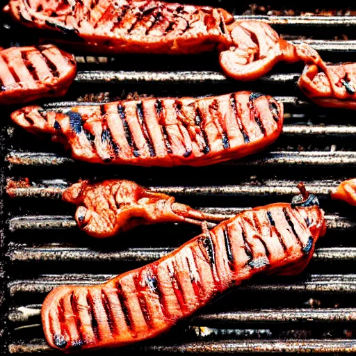 Image similar to alien meat on a grill, closeup, professional food photography