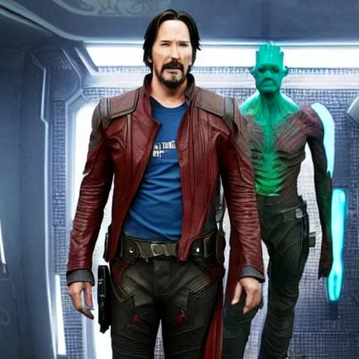 Image similar to Keanu Reeves in Guardians of the Galaxy