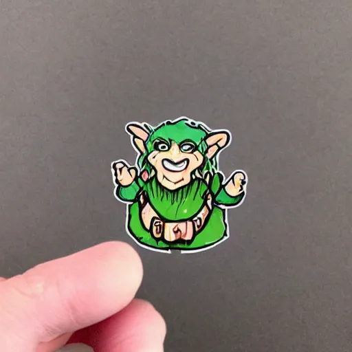 Prompt: cute d & d goblin druid character sticker