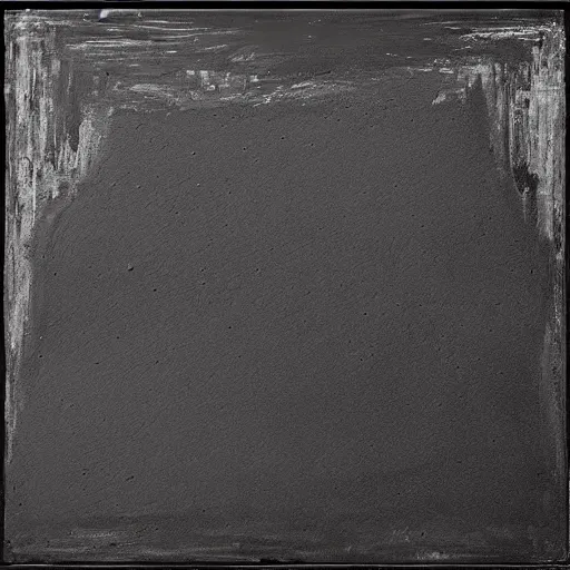 Prompt: vantablack wall by clyfford still, behance, lyrical abstraction, black background, no contrast, no light, grayscale