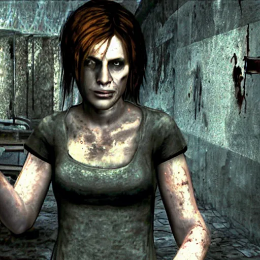 Image similar to an in-game creepy screenshot of Adele as a zombie in Resident Evil 5