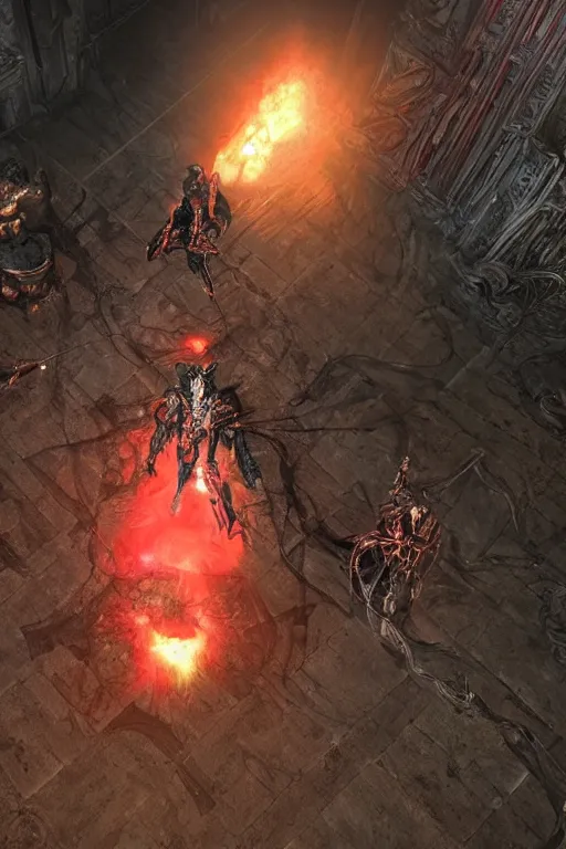 Image similar to Path of Exile, [Sirius], clear [[bronze]] face [mask] with crown, luminous red eyes, male image with [bronze] black bloody armor, sitting on the throne, inside the ruined gothic church, black shadows, red lasers, dark red bloody fog, black-grey smoky tornadoes fly around, [[blood]], Anachronism, painting, dark fantasy, steampunk, 4k, perfect quality,