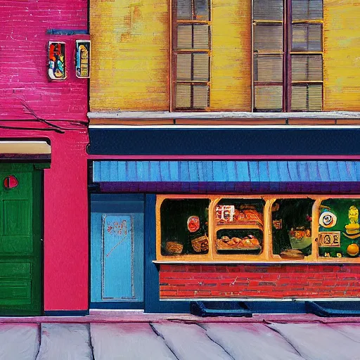 Image similar to a ice cream shop in a alleyway by enzhe zhao