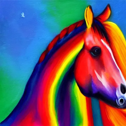 Prompt: rainbow horse