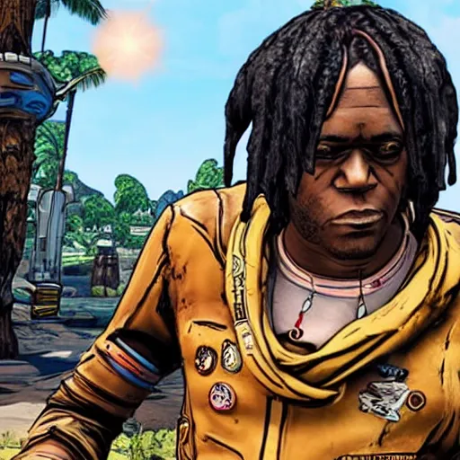 Image similar to Chief Keef in borderlands 2 very detailed 4K quality super realistic