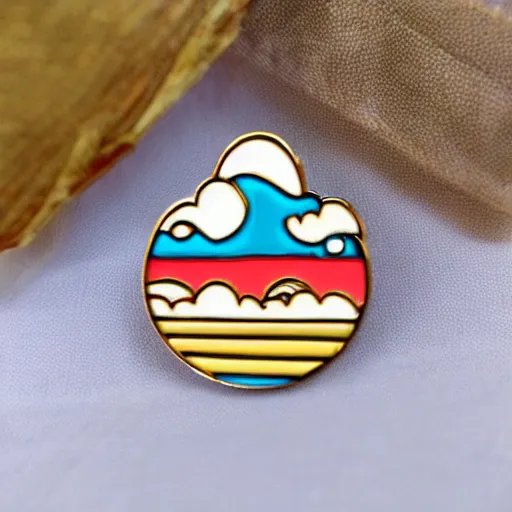 Image similar to clouds enamel pin, style of alumandink