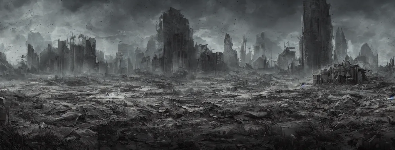 Image similar to post apocalyptic abandoned earth, cinematic, concept art