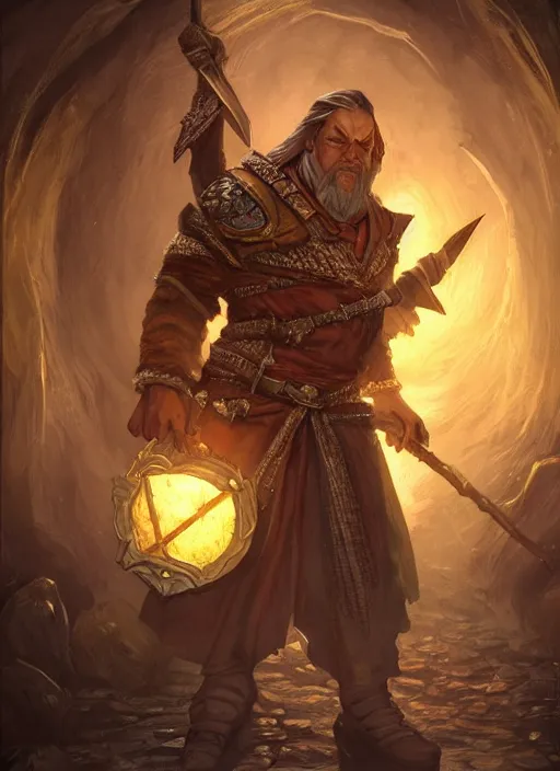 Prompt: traveling merchant, ultra detailed fantasy, neverwinter, realistic, dnd character portrait, full body, pathfinder, mtg art, pinterest, art by ralph horsley, dnd, rpg, lotr game design fanart by concept art, behance hd, artstation, deviantart, global illumination radiating a glowing aura global illumination ray tracing hdr render in unreal engine 5