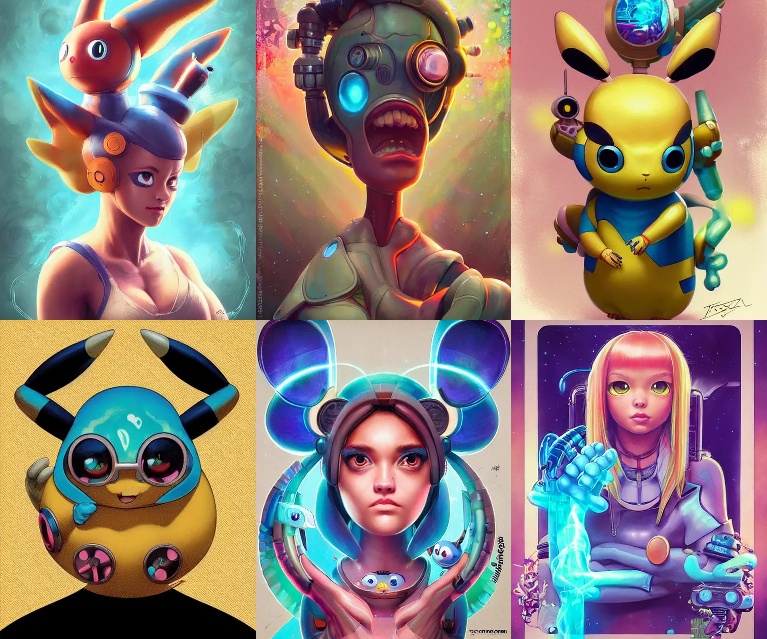 Image similar to lofi BioPunk Pokemon Pikachu portrait Pixar style by Tristan Eaton_Stanley Artgerm and Tom Bagshaw,