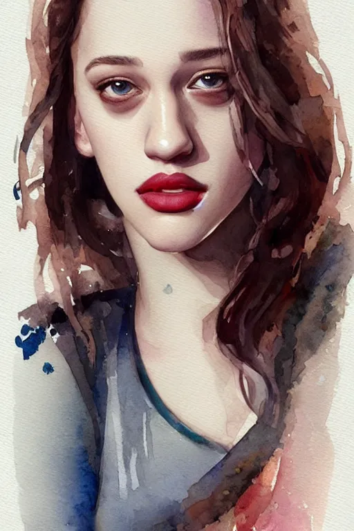 Prompt: Full body Portrait of young, beautiful kat dennings, full of details, watercolor painting, concept art, smooth, by Ina Wong and wlop ，trending on cgsociety and artstation，8kHDR，light effect