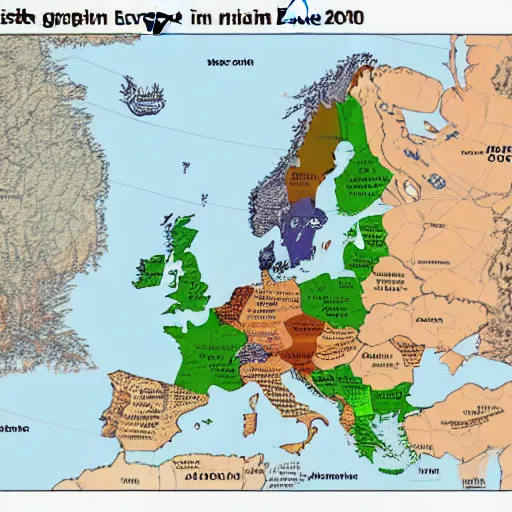 Prompt: A very detailed geopolitical map of Europe in 2060.