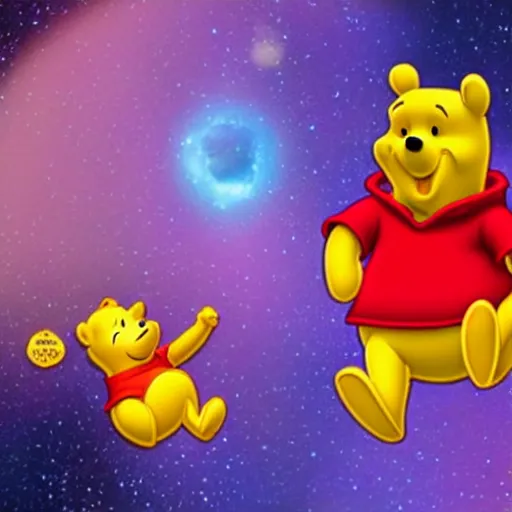 Prompt: winnie the pooh in space. live action movie still