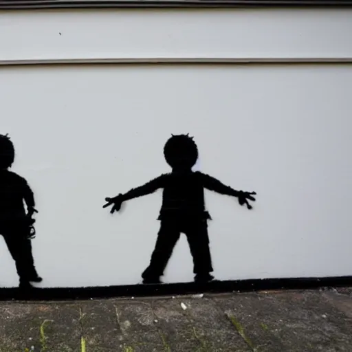 Image similar to 2 rubberband boys made by banksy