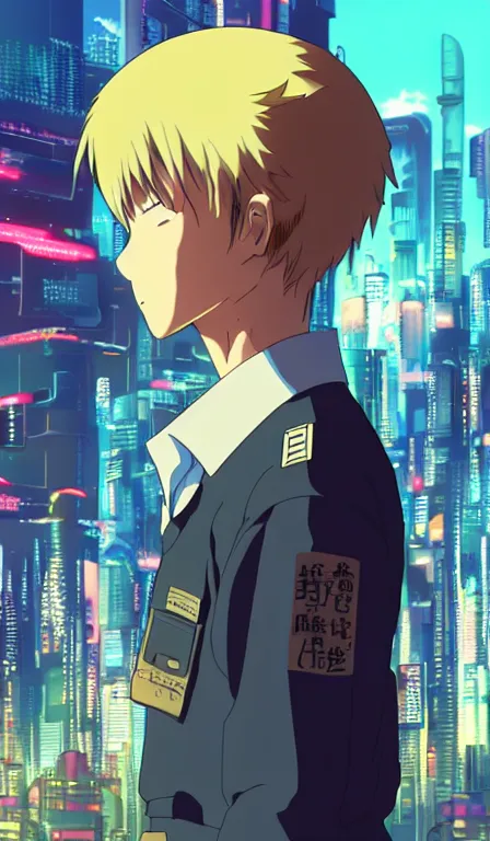 Prompt: anime fine details portrait of Pilot in front of cyberpunk moder city landscape on the background deep bokeh, close-up view, anime masterpiece by Studio Ghibli. 8k, sharp high quality anime, artstation