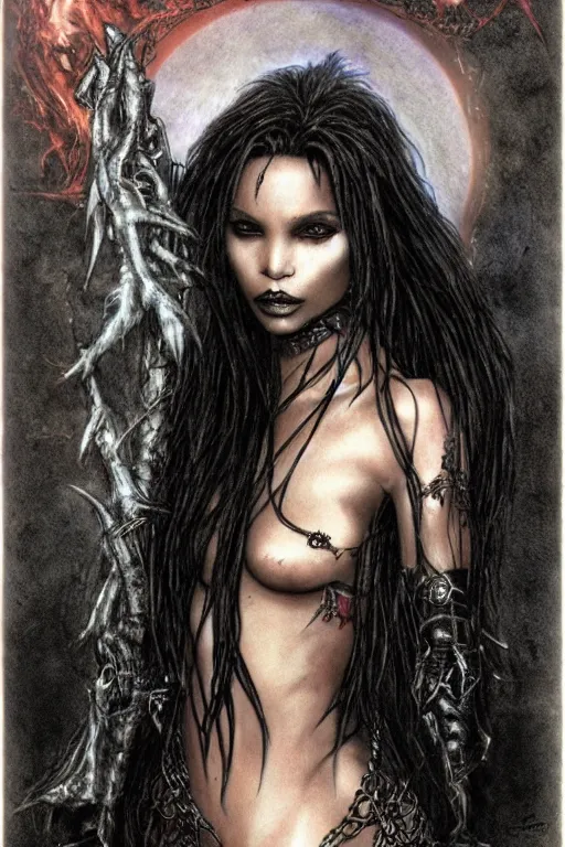 Prompt: zoe kravitz as a vampire queen by luis royo