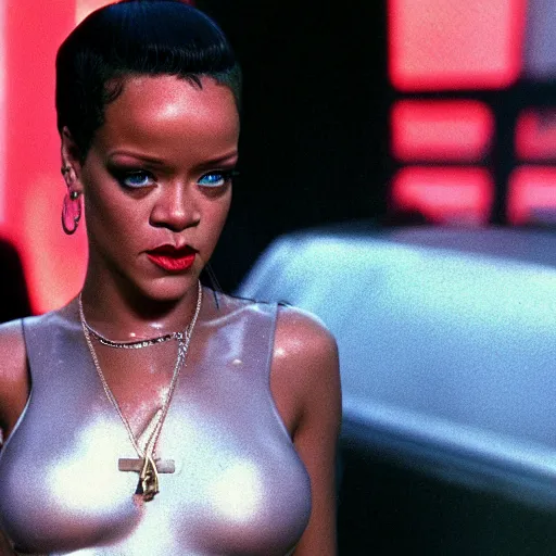 Image similar to rihanna as the t 1 0 0 0, liquid metal form in terminator 2 : judgment day ( 1 9 9 1 ), 8 k wide shot