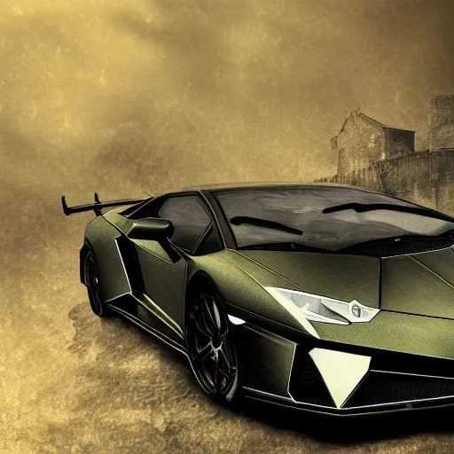 Image similar to lamborghini as a dark souls boss by winkelmann